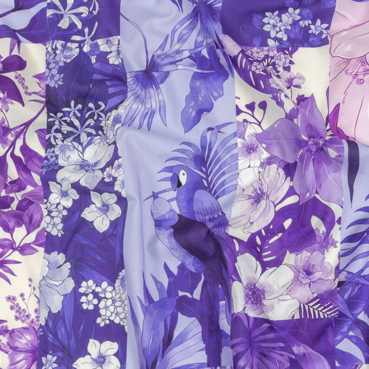 1 Yard Cotton Voile Purple Floral Patchwork Periwinkle Patch Print Indigo Collection Fabric